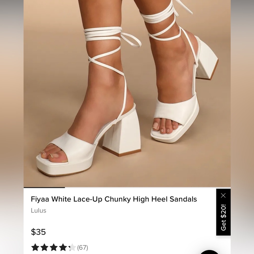 Lulus Fiyaa white lace up chunky heel